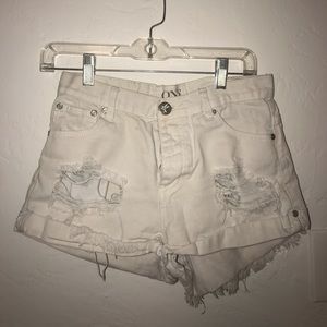 White denim shorts